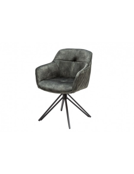 Chaise design pivotante EUPHORIA velours vert foncé avec surpiqûres décoratives