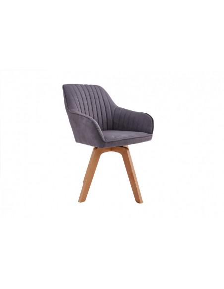 Chaise design pivotante LIVORNO gris vintage pieds en hêtre