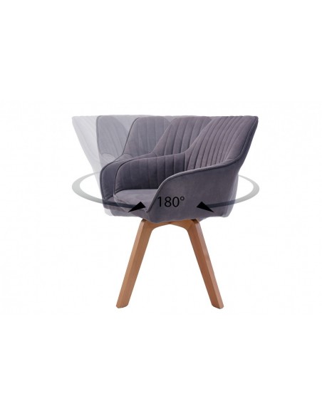 Chaise design pivotante LIVORNO gris vintage pieds en hêtre