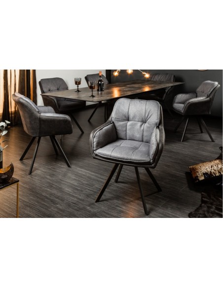 Chaise design pivotante MR. LOUNGER gris anthracite avec accoudoirs