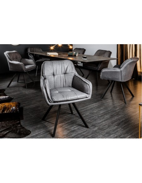 Chaise design pivotante MR. LOUNGER gris avec accoudoirs