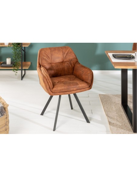 Chaise design pivotante MR. LOUNGER marron clair avec accoudoirs