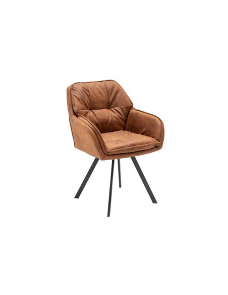 Chaise design pivotante MR. LOUNGER marron clair avec accoudoirs
