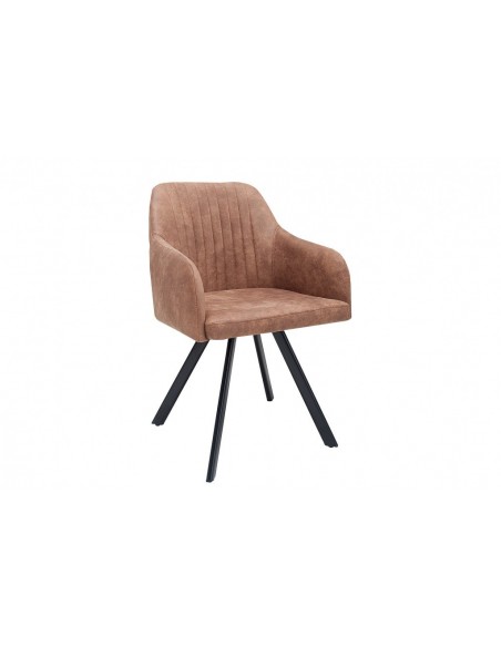 Chaise design rétro LUCCA marron vintage avec surpiqûres style industriel