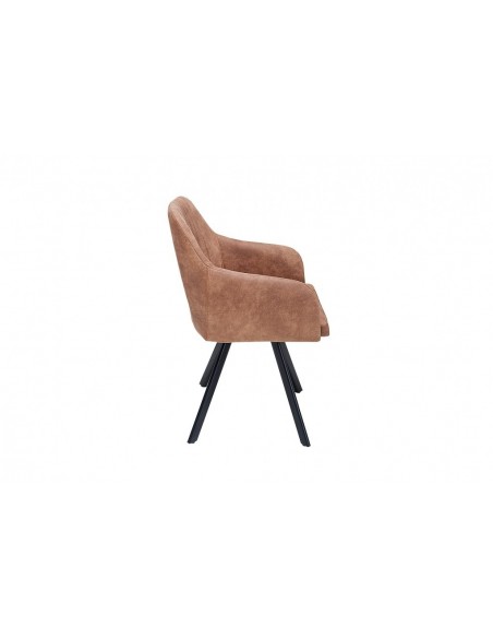 Chaise design rétro LUCCA marron vintage avec surpiqûres style industriel
