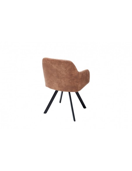 Chaise design rétro LUCCA marron vintage avec surpiqûres style industriel