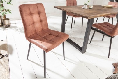 Chaise design rétro MODENA marron vintage avec surpiqûres...
