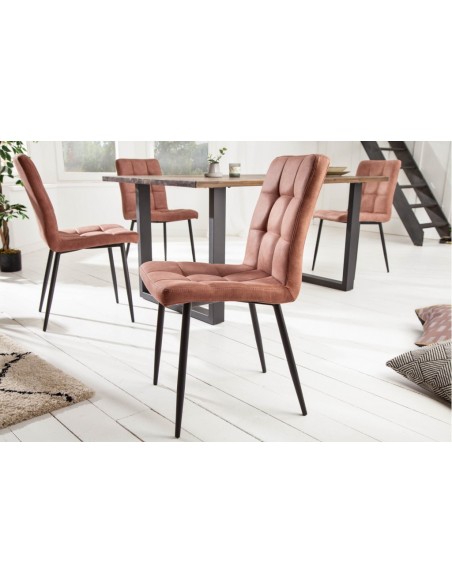 Chaise design rétro MODENA marron vintage avec surpiqûres décoratives