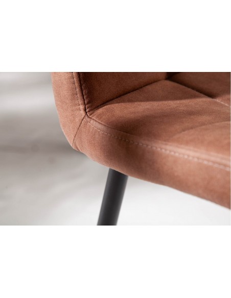 Chaise design rétro MODENA marron vintage avec surpiqûres décoratives