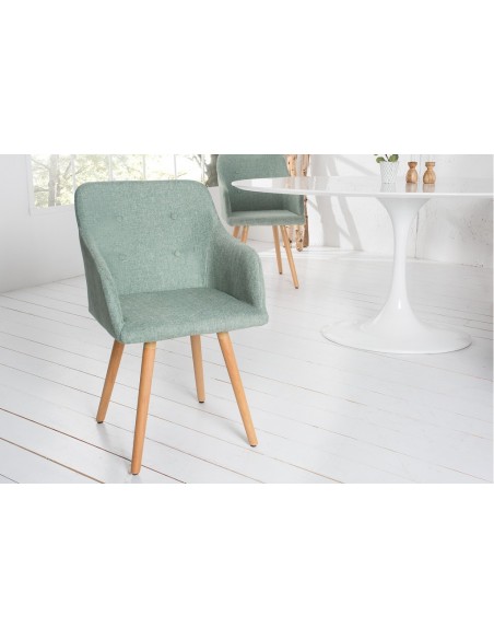 Chaise design rétro SCANDINAVIA MEISTERST?CK vert avec accoudoirs