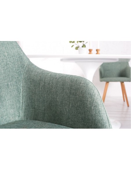 Chaise design rétro SCANDINAVIA MEISTERST?CK vert avec accoudoirs