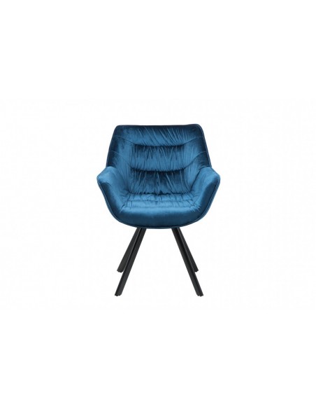 Chaise design THE DUTCH COMFORT bleu velours style rétro avec accoudoirs