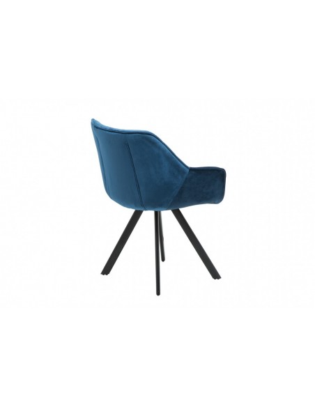 Chaise design THE DUTCH COMFORT bleu velours style rétro avec accoudoirs