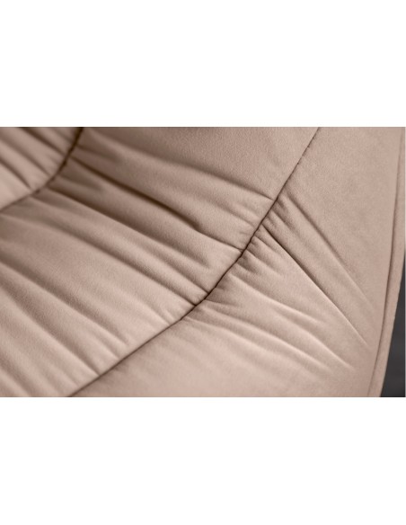 Chaise design THE DUTCH COMFORT champagne gris velours style rétro avec accoudoirs