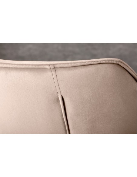Chaise design THE DUTCH COMFORT champagne gris velours style rétro avec accoudoirs