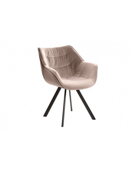 Chaise design THE DUTCH COMFORT champagne gris velours style rétro avec accoudoirs