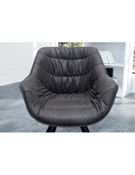 Chaise design THE DUTCH COMFORT gris antique style rétro avec accoudoirs