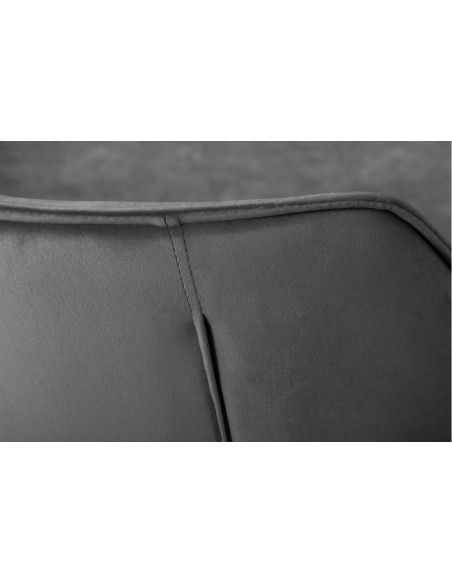Chaise design THE DUTCH COMFORT gris velours style rétro avec accoudoirs