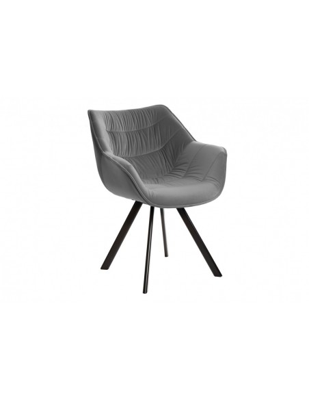Chaise design THE DUTCH COMFORT gris velours style rétro avec accoudoirs