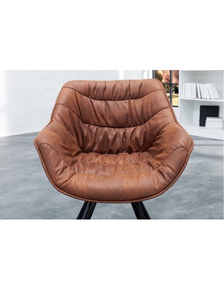 Chaise design THE DUTCH COMFORT marron antique style rétro avec accoudoirs