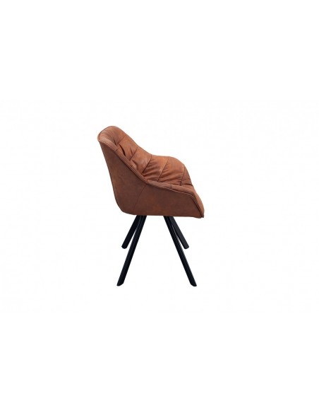 Chaise design THE DUTCH COMFORT marron antique style rétro avec accoudoirs