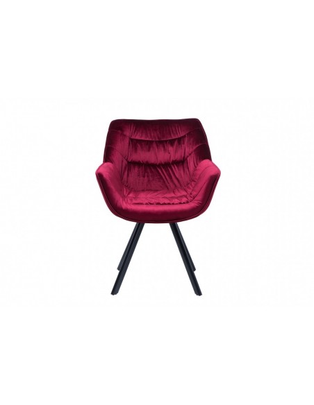 Chaise design THE DUTCH COMFORT rouge velours style rétro avec accoudoirs