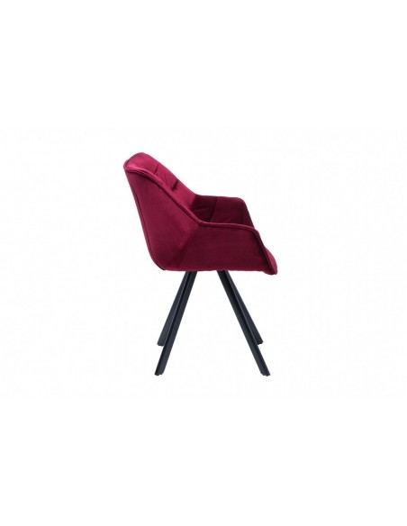 Chaise design THE DUTCH COMFORT rouge velours style rétro avec accoudoirs