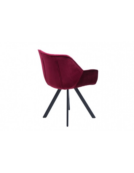 Chaise design THE DUTCH COMFORT rouge velours style rétro avec accoudoirs