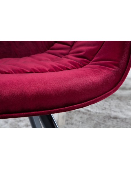 Chaise design THE DUTCH COMFORT rouge velours style rétro avec accoudoirs