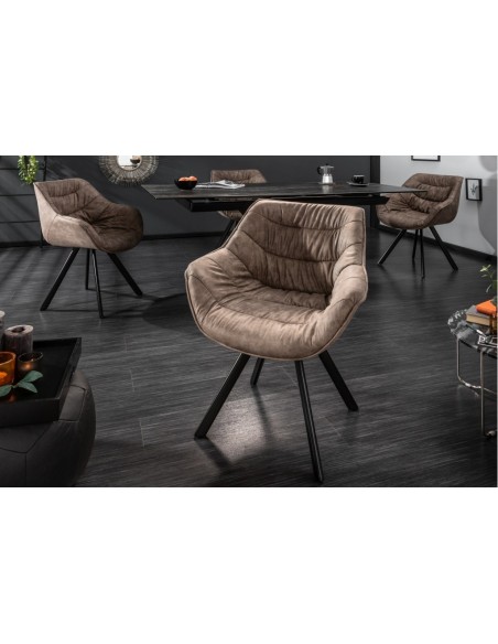Chaise design THE DUTCH COMFORT taupe style rétro avec accoudoirs