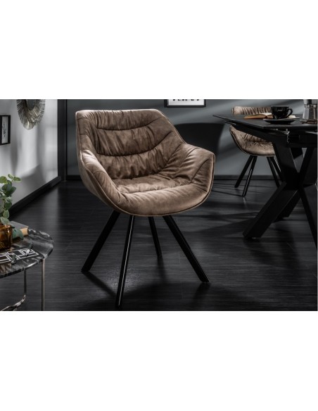 Chaise design THE DUTCH COMFORT taupe style rétro avec accoudoirs