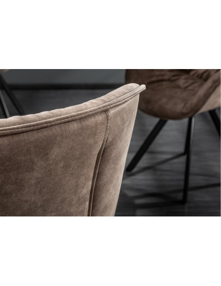 Chaise design THE DUTCH COMFORT taupe style rétro avec accoudoirs