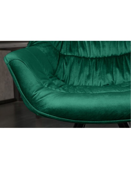 Chaise design THE DUTCH COMFORT vert émeraude velours style rétro avec accoudoirs