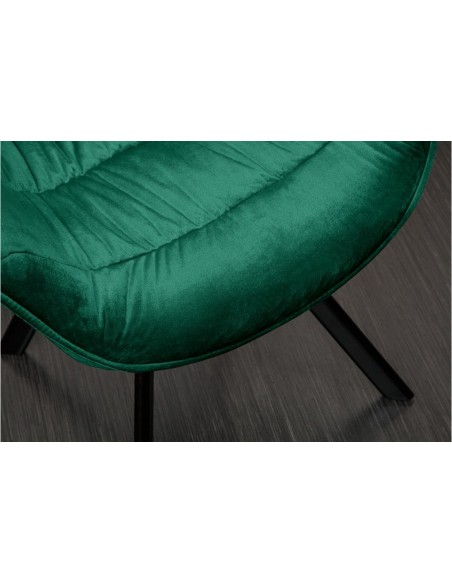 Chaise design THE DUTCH COMFORT vert émeraude velours style rétro avec accoudoirs