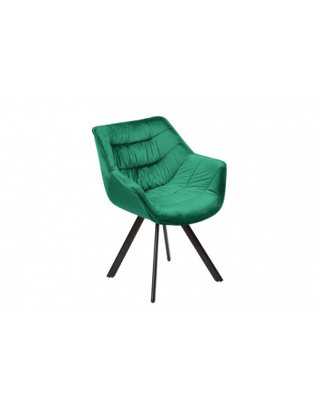 Chaise design THE DUTCH COMFORT vert émeraude velours style rétro avec accoudoirs