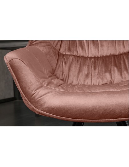 Chaise design THE DUTCH COMFORT vieux rose velours style rétro avec accoudoirs