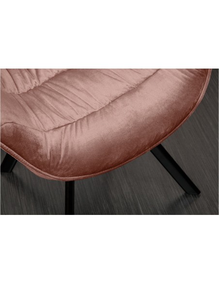 Chaise design THE DUTCH COMFORT vieux rose velours style rétro avec accoudoirs