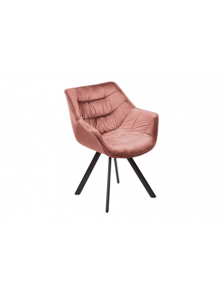 Chaise design THE DUTCH COMFORT vieux rose velours style rétro avec accoudoirs