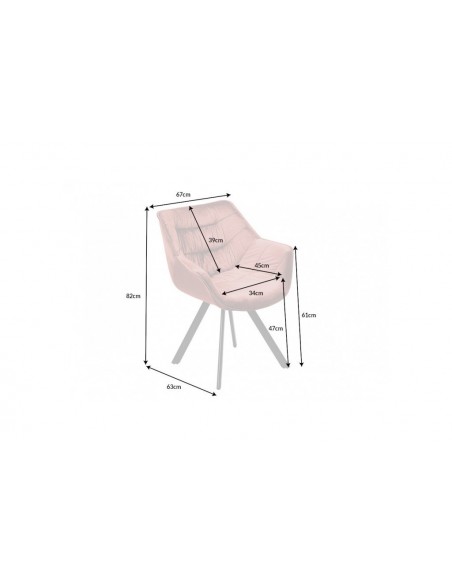 Chaise design THE DUTCH COMFORT vieux rose velours style rétro avec accoudoirs