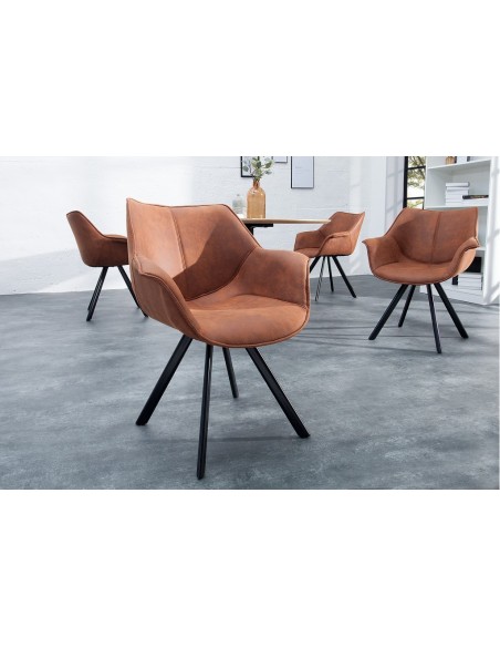 Chaise design THE DUTCH RETRO marron antique avec accoudoirs