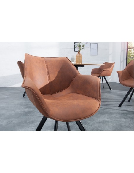 Chaise design THE DUTCH RETRO marron antique avec accoudoirs