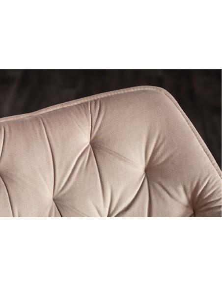 Chaise en velours THE DUTCH COMFORT champagne gris haut de gamme rembourr?e avec accoudoirs