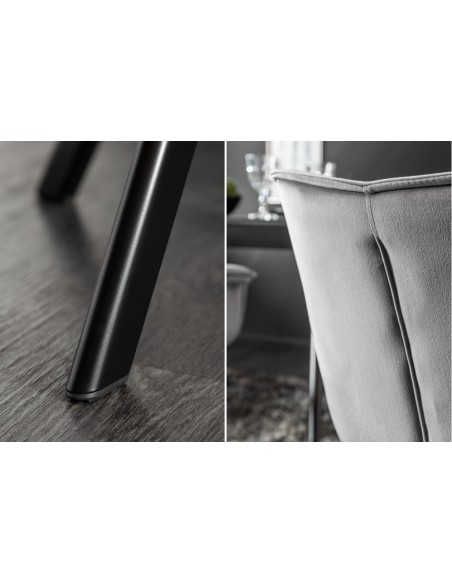 Chaise en velours THE DUTCH COMFORT gris rembourr? de haute qualit? avec accoudoirs