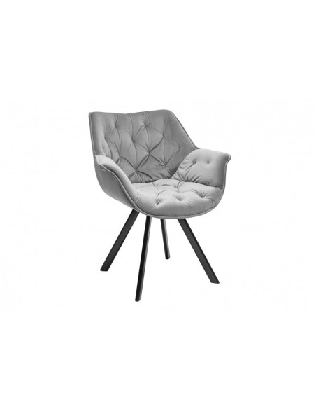 Chaise en velours THE DUTCH COMFORT gris rembourr? de haute qualit? avec accoudoirs