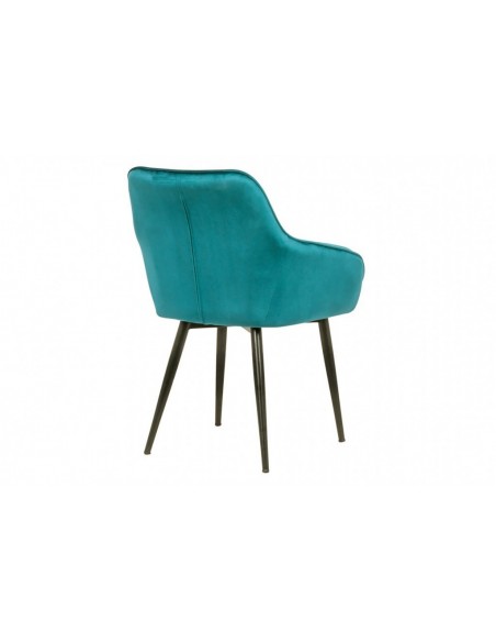 Chaise noble avec accoudoirs TURIN turquoise velours avec surpiqûres