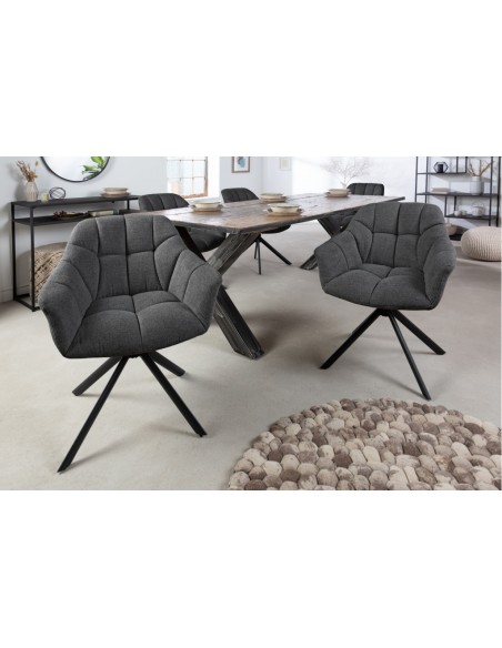 Chaise pivotante PAPILLON anthracite piq?res décoratives structure noire