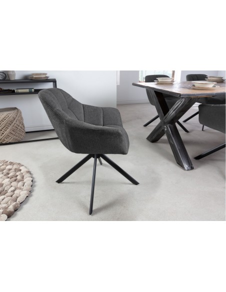 Chaise pivotante PAPILLON anthracite piq?res décoratives structure noire