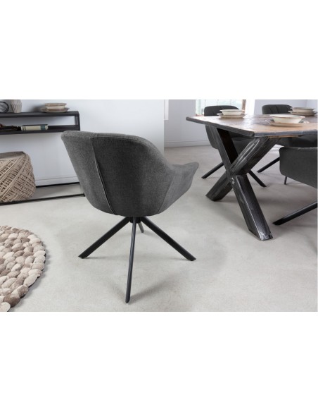 Chaise pivotante PAPILLON anthracite piq?res décoratives structure noire