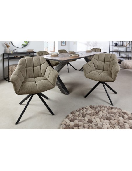 Chaise pivotante PAPILLON brun clair surpiqûres noires
