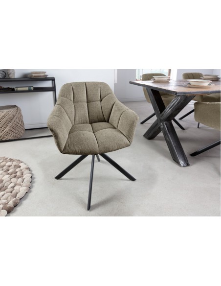 Chaise pivotante PAPILLON brun clair surpiqûres noires